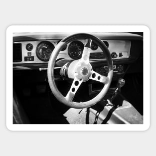 Steering wheel 1970s US car classic Sticker